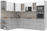 Кухонный гарнитур Интерлиния Мила 1.88x2.8 левая (белый платинум/бетон/бискайская сосна) - 