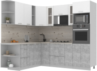 Готовая кухня Интерлиния Мила 1.88x2.4 левая (белый платинум/бетон/бискайская сосна) - 