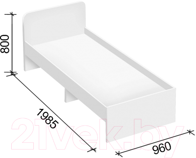 Односпальная кровать Артём-Мебель СН 120.02-900 (белый)