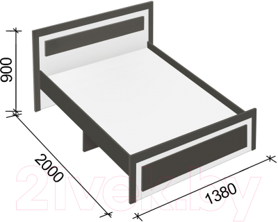 Полуторная кровать Артём-Мебель СН 120.03-1200 (белый/графит)