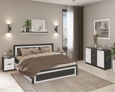 Полуторная кровать Артём-Мебель СН 120.03-1400 (белый/графит)