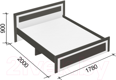 Двуспальная кровать Артём-Мебель СН 120.03-1600 (белый/графит)