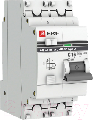 Дифференциальный автомат EKF PROxima АД-32 1P+N 16А/10мА (тип А) / DA32-16-10-a-pro