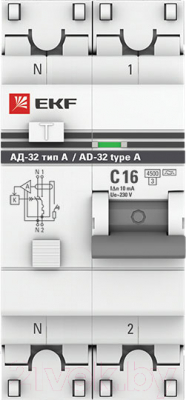 Дифференциальный автомат EKF PROxima АД-32 1P+N 16А/10мА (тип А) / DA32-16-10-a-pro