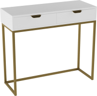 Консольный столик Калифорния мебель Дрим (ясень браш белый/золото) - 