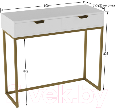 Консольный столик Калифорния мебель Дрим (ясень браш белый/золото)