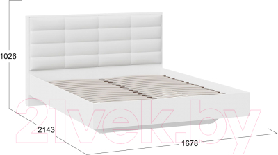 Двуспальная кровать ТриЯ Агата тип 1 160x200 (белый)