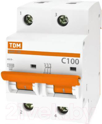 Выключатель автоматический TDM ВА 47-100 2Р 100А (C) 10кА / SQ0207-0066