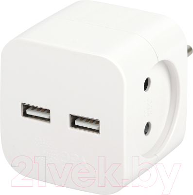 Электроразветвитель ЭРА SP-2-USB-W / Б0049531 (белый)