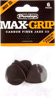 Набор медиаторов Dunlop Manufacturing Max-Grip Carbon Jazz III 471P3C (6шт)