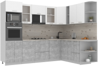 Кухонный гарнитур Интерлиния Мила 1.88x2.8 правая (белый платинум/бетон/бискайская сосна) - 