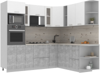 Кухонный гарнитур Интерлиния Мила 1.88x2.4 правая (белый платинум/бетон/бискайская сосна) - 