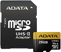 

Карта памяти A-data, microSDXC UHS-II 256GB + адаптер (AUSDX256GUII3CL10-CA1)