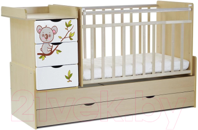 Детская кроватка СКВ Коала / 521035-1 (береза/белый)