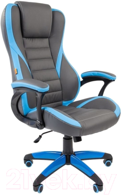 Кресло геймерское Chairman Game 22 (экопремиум, серый/голубой)
