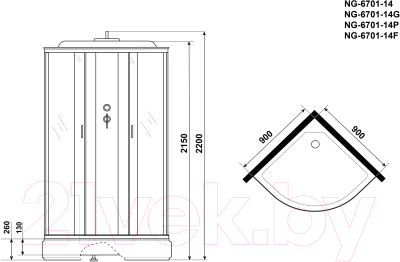 Душевая кабина Niagara NG-6701-14F 90x90x215 (прозрачное стекло/черный)