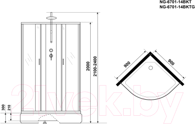 Душевая кабина Niagara NG-6701-14BKT 90x90x210 (прозрачное стекло/черный)