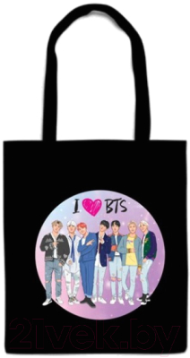Изображение товара Сумка-шоппер Эксмо I Love BTS / 9785041188238 (черный)