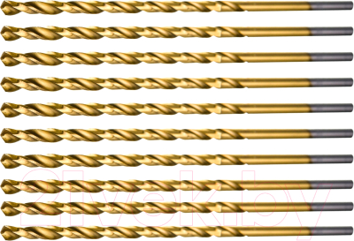 Набор сверл FIT HSS Титановое покрытие удлиненные 6.0x139мм / 34260 (10шт)
