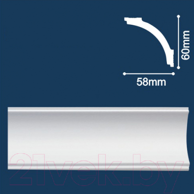 Плинтус потолочный SOLID C17/60 Эксрудированного пенополистирола (2м/60x58мм, белый)