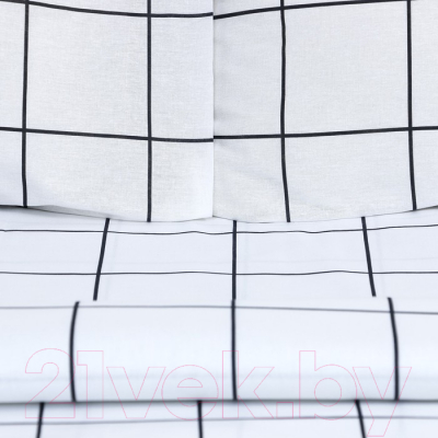 Комплект постельного белья Этель Клетка / 9355718 (белый)