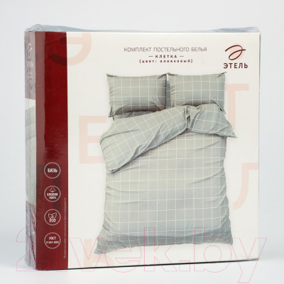 Комплект постельного белья Этель Клетка / 9355733 (оливковый)
