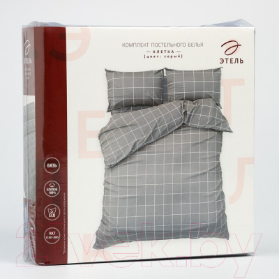 Комплект постельного белья Этель Клетка / 9355720 (серый)
