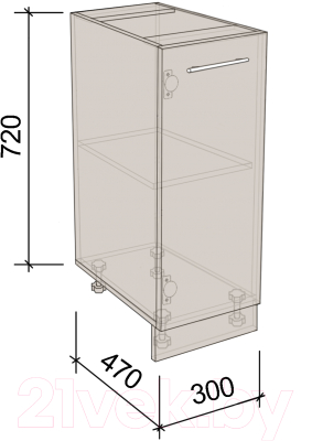 Шкаф-стол кухонный Артём-Мебель 300мм СН-114.01 (ДСП бетон спаркс)