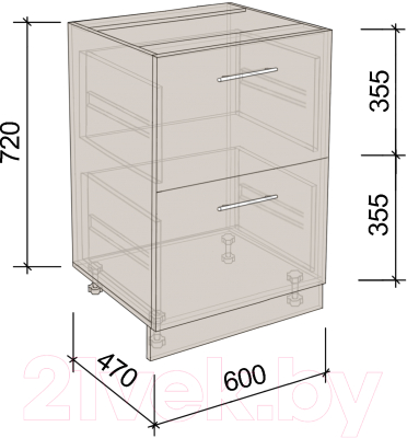 Шкаф-стол кухонный Артём-Мебель 600мм СН-114.16-Ш (ДСП бетон спаркс)