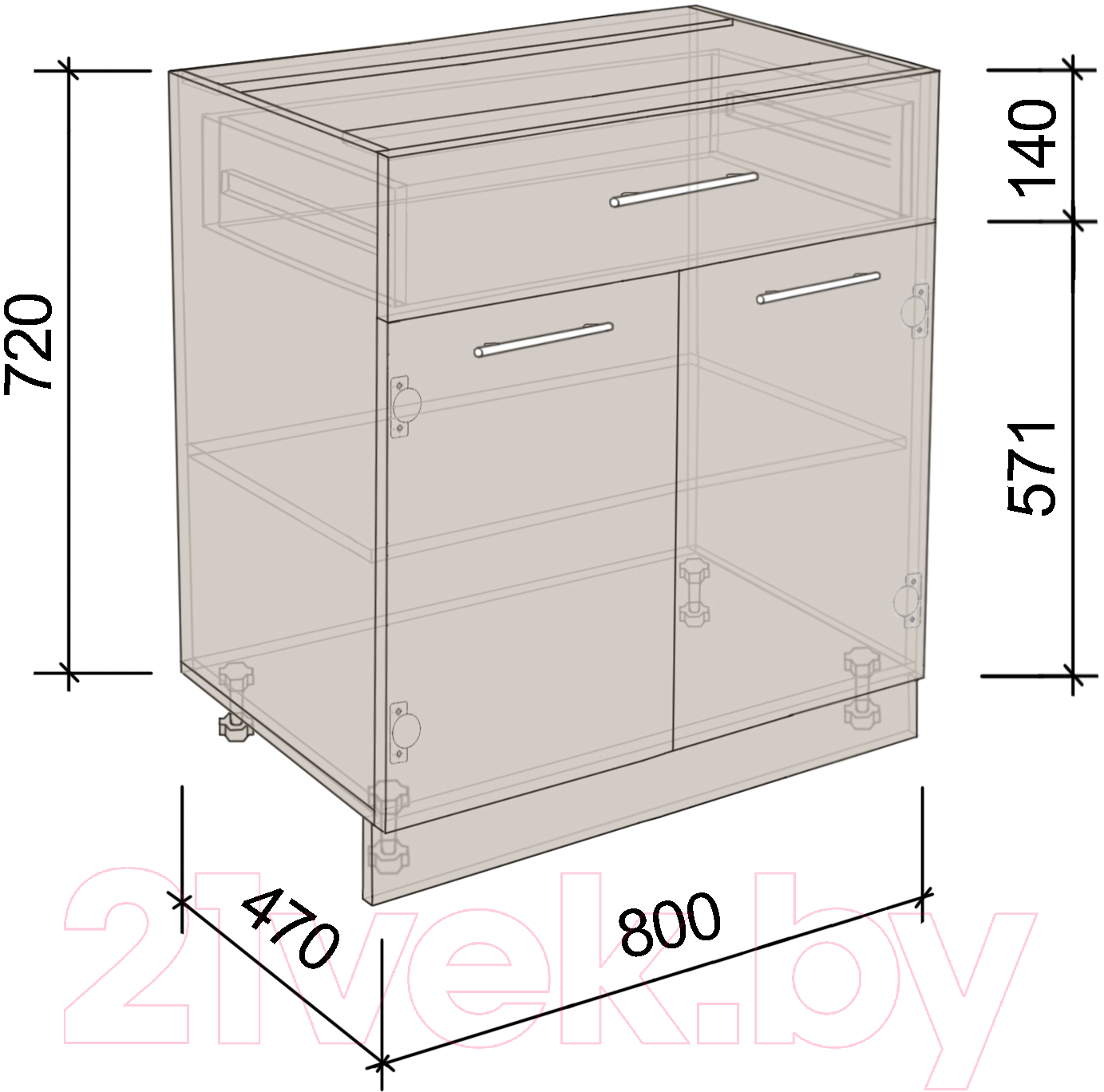 Шкаф-стол кухонный Артём-Мебель СН-114.07-Ш (800)