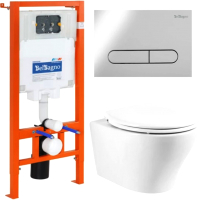 

Унитаз подвесной с инсталляцией BelBagno, BB340CHR/BB2020-1SC/BB002-80/BB005-PR-CHROME