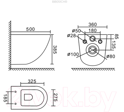 Унитаз подвесной с инсталляцией BelBagno BB051CHR/BB051SC/BB002-80/BB005-PR-CHROME