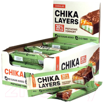 Набор протеиновых батончиков Chikalab Chika Layers Фисташковый йогурт (60г)