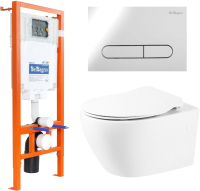 

Унитаз подвесной с инсталляцией BelBagno, BB507B/BB1055SC/BB002-80/BB005-PR-CHROME