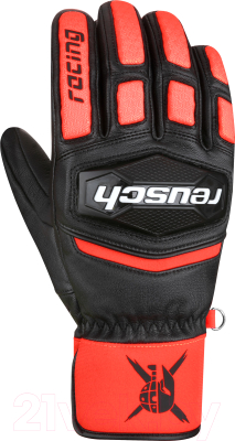 Перчатки лыжные Reusch Worldcup Warrior Team / 6211122-7809 (р-р 8.5, Black/Fluo Red)