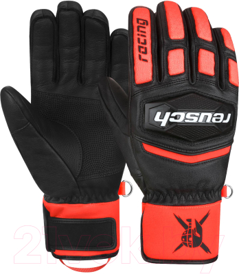 Перчатки лыжные Reusch Worldcup Warrior Team / 6211122-7809 (р-р 8.5, Black/Fluo Red)