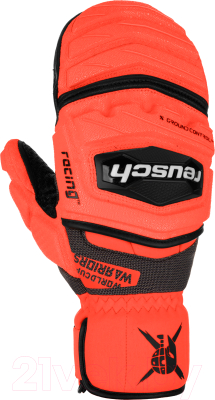 Варежки лыжные Reusch Warrior GS / 6211411-7809 (р-р 8, Mitten Black/Fluo Red)