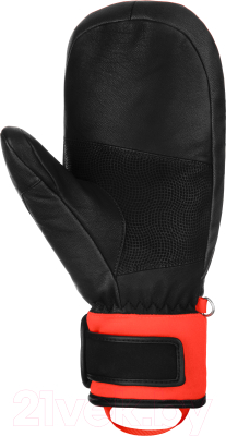 Варежки лыжные Reusch Warrior Team / 6211422-7809 (р-р 10, Mitten Black/Fluo Red)