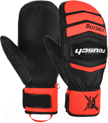 Варежки лыжные Reusch Warrior Team / 6211422-7809 (р-р 10, Mitten Black/Fluo Red)