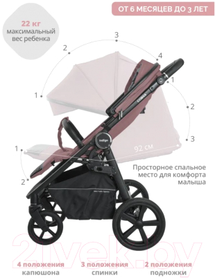 Детская прогулочная коляска INDIGO Corsa (розовый)
