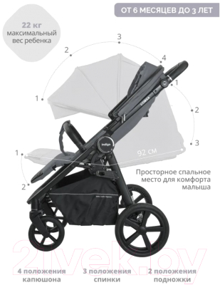Детская прогулочная коляска INDIGO Corsa (серый)