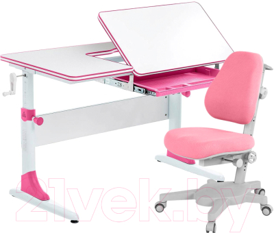 Парта+стул Anatomica Study-100 Armata (белый/розовый/розовый)