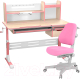 Миниатюра изображения товара Парта+стул Anatomica Genius Armata с надст., ящ. и подст. для книг (клен/розовый/розовый)