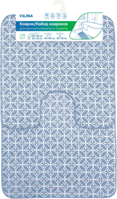 Набор ковриков для ванной и туалета Вилина 002 (50x85, 50x52, противоскользящий, голубой)
