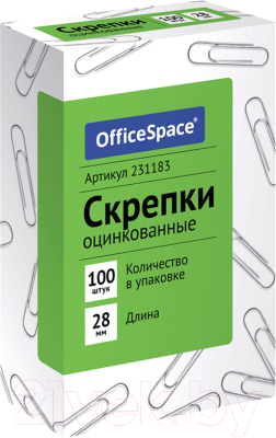 Скрепки OfficeSpace 231183 (100шт)