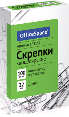 Скрепки OfficeSpace 162152 (100шт)