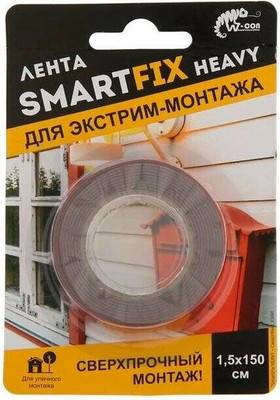 Скотч двухсторонний No Brand W-con SmartFix HEAVY Всепогодная 1.5x150см / SFV1515G - 
