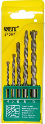 Набор сверл FIT 34567 / 4-5-6-8-10мм (5шт) -