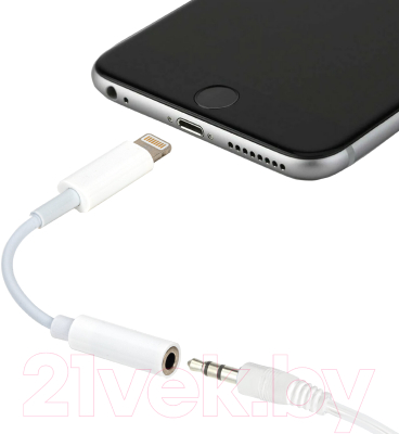 Кабель/переходник Sonnen iPhone Lightning на Aux Mini Jack 3.5мм / 513565 (белый)