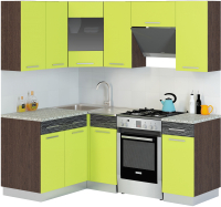 Кухонный гарнитур Genesis Мебель Алиса 11 1.4x2.0 (венге/лайм) - 